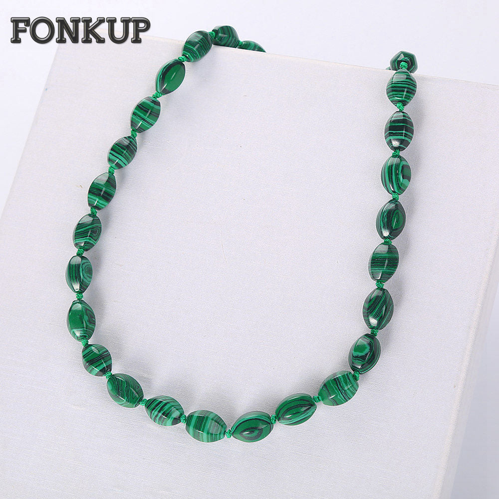 Forkup Women Power Necklaces Malachite Bead Chain Hyperbole Femme Fine Jewelry Bridesmaid Accessories Multilayer Round Beads Bag