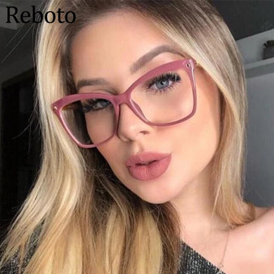 Frame Women's Glasses Transparent Vintage Cat Eye Rivet Female Glasses Metal Women's Eyeglasses With Frame
