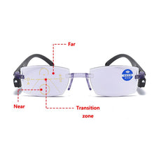 Load image into Gallery viewer, Frameless Anti-blue Light Reading Glasses Dual-use Smart zoom Presbyopia Eyeglasses With Led Light For 100-350 Degree Unisex