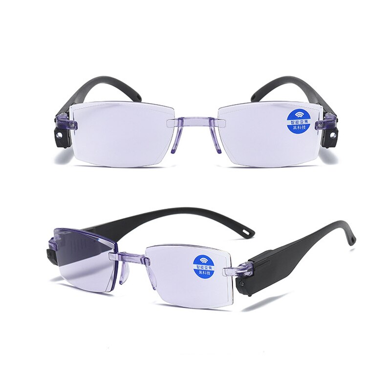 Frameless Anti-blue Light Reading Glasses Dual-use Smart zoom Presbyopia Eyeglasses With Led Light For 100-350 Degree Unisex