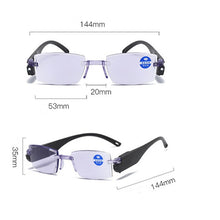 Load image into Gallery viewer, Frameless Anti-blue Light Reading Glasses Dual-use Smart zoom Presbyopia Eyeglasses With Led Light For 100-350 Degree Unisex