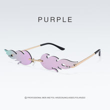 Load image into Gallery viewer, Frameless Flame Women Sunglasses Fashion Trend Sunshade Mirror Personality Funny Wave Sunglasses Narrow Frame Retro Cool Glasses