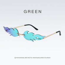 Load image into Gallery viewer, Frameless Flame Women Sunglasses Fashion Trend Sunshade Mirror Personality Funny Wave Sunglasses Narrow Frame Retro Cool Glasses