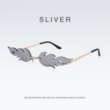 Load image into Gallery viewer, Frameless Flame Women Sunglasses Fashion Trend Sunshade Mirror Personality Funny Wave Sunglasses Narrow Frame Retro Cool Glasses