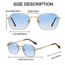 Load image into Gallery viewer, Frameless Gold Metal Ladies Sunglasses Rimless Gradient Lens Blue Sun Glasses For Men UV400 Summer 2023 NEW