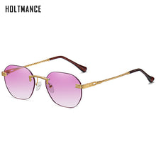 Load image into Gallery viewer, Frameless Gold Metal Ladies Sunglasses Rimless Gradient Lens Blue Sun Glasses For Men UV400 Summer 2023 NEW