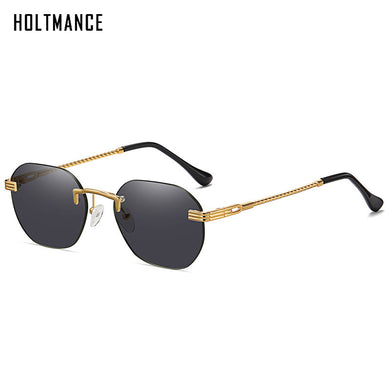 Frameless Gold Metal Ladies Sunglasses Rimless Gradient Lens Blue Sun Glasses For Men UV400 Summer 2023 NEW