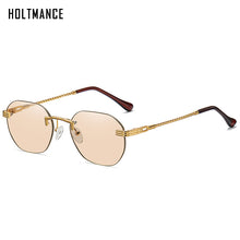 Load image into Gallery viewer, Frameless Gold Metal Ladies Sunglasses Rimless Gradient Lens Blue Sun Glasses For Men UV400 Summer 2023 NEW