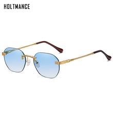 Load image into Gallery viewer, Frameless Gold Metal Ladies Sunglasses Rimless Gradient Lens Blue Sun Glasses For Men UV400 Summer 2023 NEW