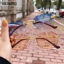 Load image into Gallery viewer, Frameless Gold Metal Ladies Sunglasses Rimless Gradient Lens Blue Sun Glasses For Men UV400 Summer 2023 NEW