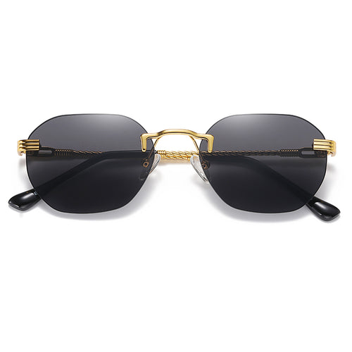 Frameless Gold Metal Ladies Sunglasses Rimless Gradient Lens Blue Sun Glasses For Men Uv400 Summer 2023