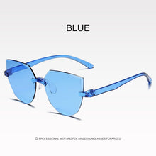 Carica l&#39;immagine nel visualizzatore di Gallery, Frameless One-piece Jelly Transparent Sunglasses European and American Candy-colored Cat Eye Integrated Ocean Sunglasses