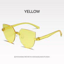 Carica l&#39;immagine nel visualizzatore di Gallery, Frameless One-piece Jelly Transparent Sunglasses European and American Candy-colored Cat Eye Integrated Ocean Sunglasses