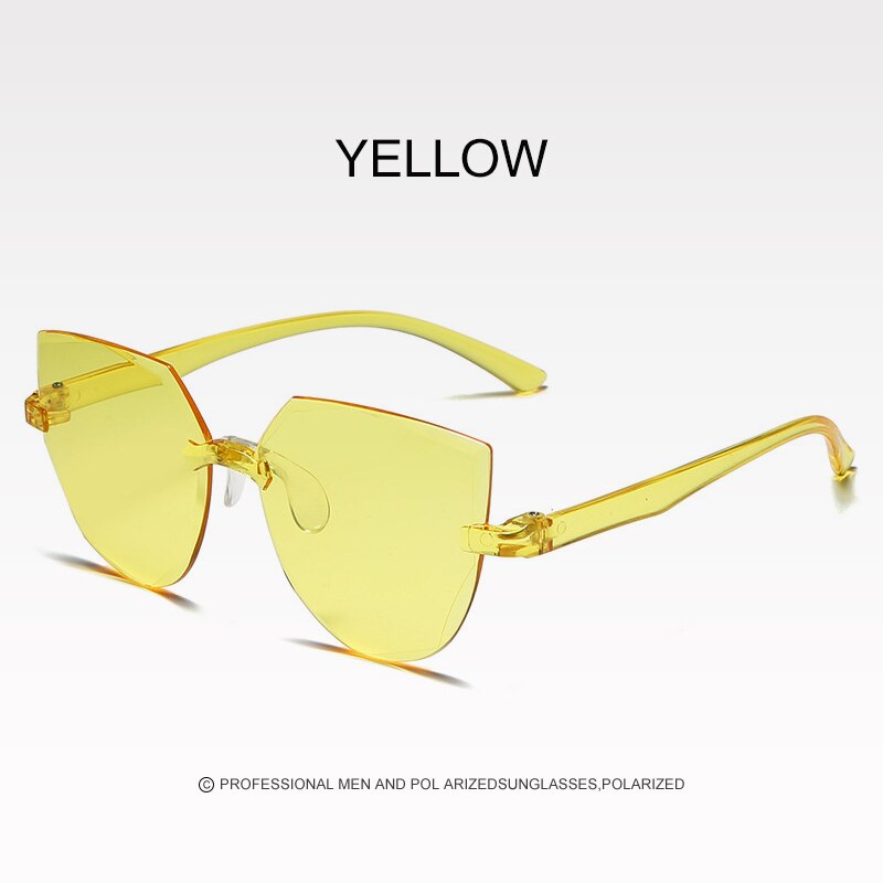 Frameless One-piece Jelly Transparent Sunglasses European and American Candy-colored Cat Eye Integrated Ocean Sunglasses