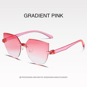 Frameless One-piece Jelly Transparent Sunglasses European and American Candy-colored Cat Eye Integrated Ocean Sunglasses