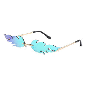 Frameless Unisex Flame Wave Sunglasses Street Style Hip-Hop Personality Goggles 	Gafas Sol Mujer