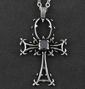 FreeShipping giftBag Wholesale alloy crystal fashion jewelry Gothic Ankh Retro pattern cross Pendant necklace Sweater chain 2033
