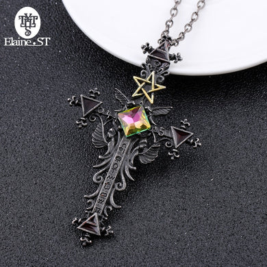 Freeshipping 1pc Vintage Gothic Cross Statement Necklace Triangle Pentagram Geometric Necklace Women jewellery Hip Hop Men Joyas