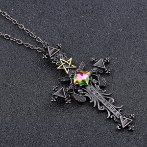 Freeshipping 1pc Vintage Gothic Cross Statement Necklace Triangle Pentagram Geometric Necklace Women jewellery Hip Hop Men Joyas