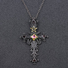 Load image into Gallery viewer, Freeshipping 1pc Vintage Gothic Cross Statement Necklace Triangle Pentagram Geometric Necklace Women jewellery Hip Hop Men Joyas