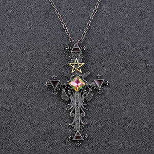 Freeshipping 1pc Vintage Gothic Cross Statement Necklace Triangle Pentagram Geometric Necklace Women jewellery Hip Hop Men Joyas