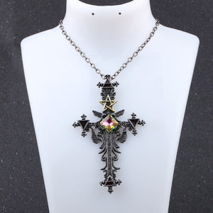 Freeshipping 1pc Vintage Gothic Cross Statement Necklace Triangle Pentagram Geometric Necklace Women jewellery Hip Hop Men Joyas