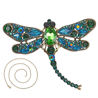 Freeshipping high quality Fashion Dragonfly Charms Chic Necklace With Chain Rhinestones Inlaid 7 colors