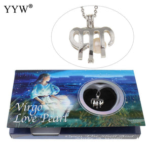 Cultured Pearl Oyster Necklace with Shell Pearl for Women Oyster Pearl 12 Constellations Pendant Necklace