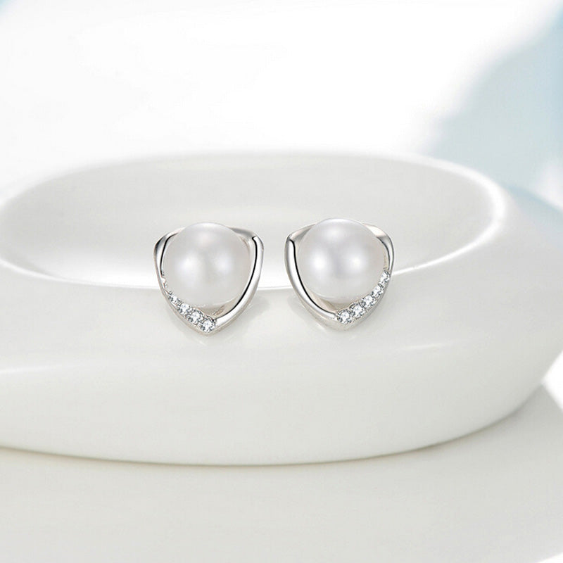 Pearl Earrings 100% Guaranteed Real 925 Sterling Silver Stud Earrings YH4605