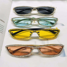 Load image into Gallery viewer, Fshion Refinement Oval Sunglasses Diamond Metal Eye wear Small Cat Eye Glasses Rhinestone   personality Sun Glasses Oculos De So