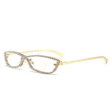 Load image into Gallery viewer, Fshion Refinement Oval Sunglasses Diamond Metal Eye wear Small Cat Eye Glasses Rhinestone   personality Sun Glasses Oculos De So