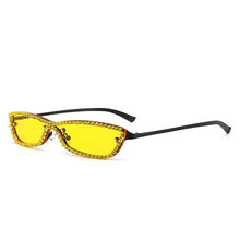 Load image into Gallery viewer, Fshion Refinement Oval Sunglasses Diamond Metal Eye wear Small Cat Eye Glasses Rhinestone   personality Sun Glasses Oculos De So