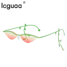 Carica l&#39;immagine nel visualizzatore di Gallery, Fsshion Leaves Sunglasses Branches Frames Eye Wear Brand Design For Women Party Sunglasses UV400 Oculos Escuros