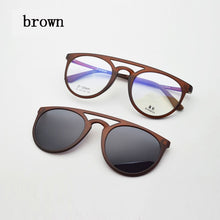 Load image into Gallery viewer, Full Frame Double Bridges Titanium Glasses Frame With Magnet Clip Sunglasses Myopia Functional Glasses Polarized  round