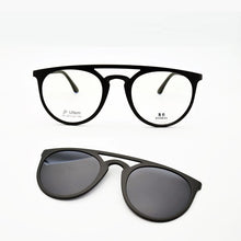 Load image into Gallery viewer, Full Frame Double Bridges Titanium Glasses Frame With Magnet Clip Sunglasses Myopia Functional Glasses Polarized  round