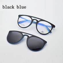 Load image into Gallery viewer, Full Frame Double Bridges Titanium Glasses Frame With Magnet Clip Sunglasses Myopia Functional Glasses Polarized  round