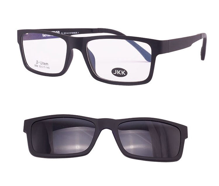 Full Frame For Men Myopia Glasses Women Magnet Clips on Small Glasses Size Eyeglasses 50 Sand Black Polarizing Sunglasses JKK104