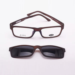 Full Frame For Men Myopia Glasses Women Magnet Clips on Small Glasses Size Eyeglasses 50 Sand Black Polarizing Sunglasses JKK104