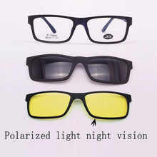 Load image into Gallery viewer, Full Frame For Men Myopia Glasses Women Magnet Clips on Small Glasses Size Eyeglasses 50 Sand Black Polarizing Sunglasses JKK104
