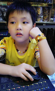 Full Moon Baby Infant Child Natural Amber Wax Necklace Male and Female Baby Necklace