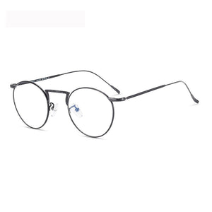 Full-Rim Glasses Frame B Titanium Retro Artistic round Frame Slim-Looking Face with Myopia Glasses Option Glasses Frame