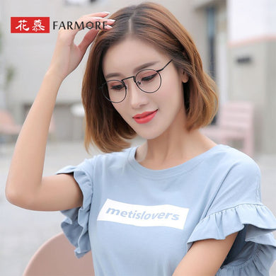 Full-Rim Glasses Frame B Titanium Retro Artistic round Frame Slim-Looking Face with Myopia Glasses Option Glasses Frame