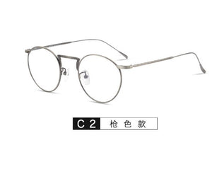 Full-Rim Glasses Frame B Titanium Retro Artistic round Frame Slim-Looking Face with Myopia Glasses Option Glasses Frame