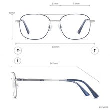 Load image into Gallery viewer, Full Rim Metal Square Double Bridge Men And Women Medium Prescription Eyeglasses With Spring Hinge For Optical Lens