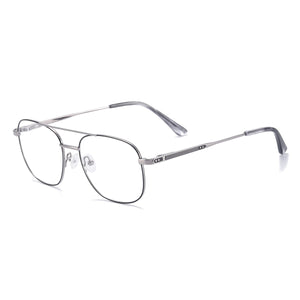 Full Rim Metal Square Double Bridge Men And Women Medium Prescription Eyeglasses With Spring Hinge For Optical Lens