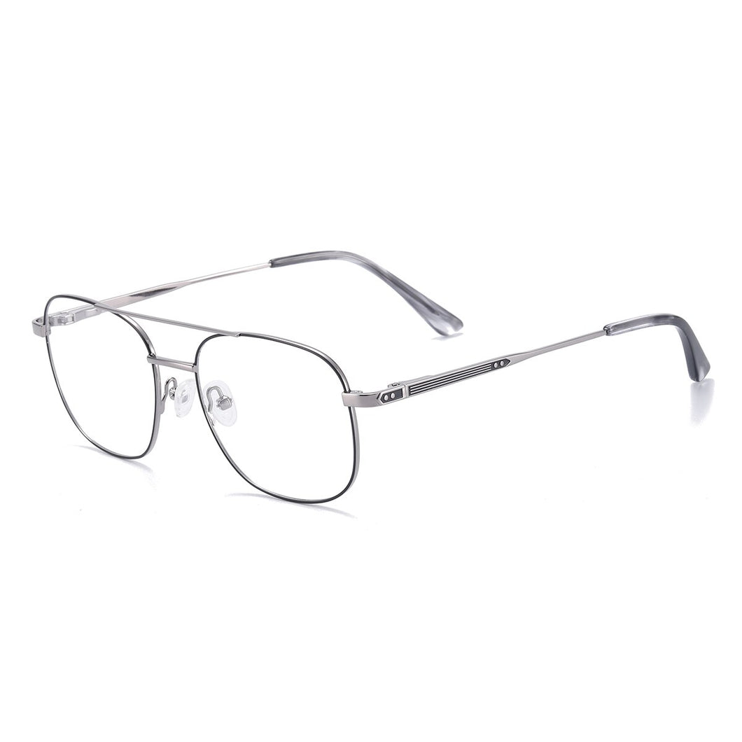 Full Rim Metal Square Double Bridge Men And Women Medium Prescription Eyeglasses With Spring Hinge For Optical Lens