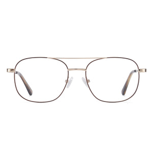 Full Rim Metal Square Double Bridge Men And Women Medium Prescription Eyeglasses With Spring Hinge For Optical Lens