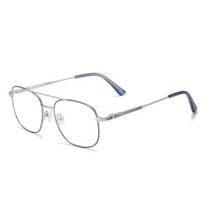 Full Rim Metal Square Double Bridge Men And Women Medium Prescription Eyeglasses With Spring Hinge For Optical Lens