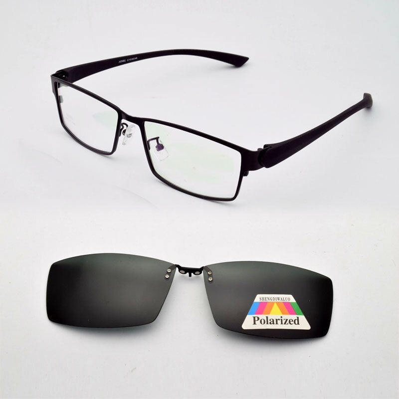 Full box frames male big glasses wide face Thick  clip on sunglasses  magnetic iron absorption of polarized sunglasses lens