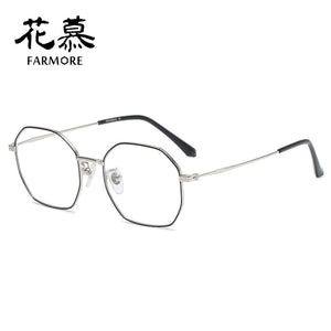 Full frame frame metal round face personality multi-sided large frame blue ray anti-glass frame flat mirror